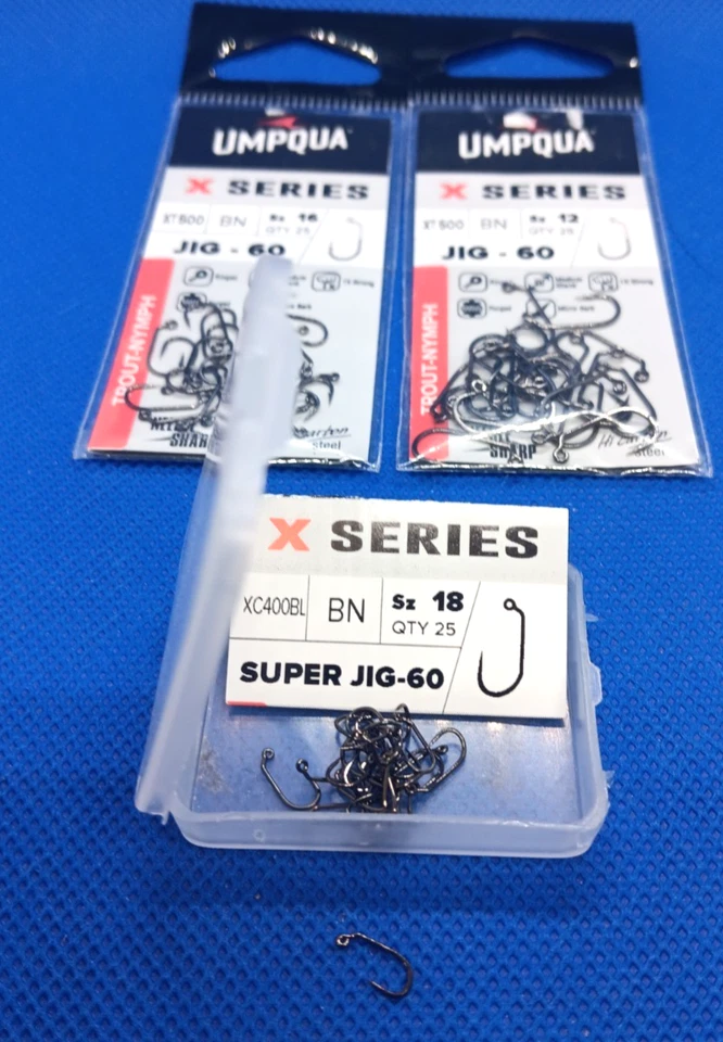 UMPQUA-X Series-Super Jig 60 ganchos premium para atar moscas-tamaños #12, #16, #18-¡VALOR! Foto 2 de 2