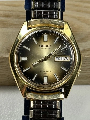 Seiko Automatic 17 Jewels Men's Day Date 7009-8040 Vtg Gold Watch Japan Working