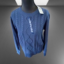 CHAPS Navy Blue Ribbed Cotton Blend Sweater XL NWT 