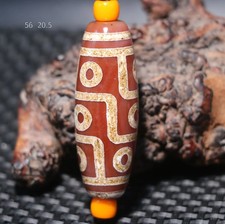 Tibetan Top Old Agate Red Color 9 Eyed King Big Drum Shape dZi Bead Pendant 5A 