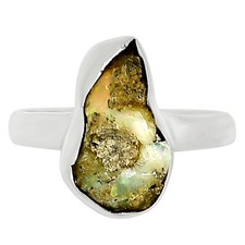 Natural Ethiopian Opal Rough 925 Sterling Silver Ring s.9 Jewelry R-1001