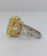 Canary Yellow Lab Created Citrine  White Royal Solitaire Ring 925 Silver