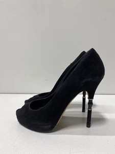 Escarpins Gucci bambou bout ouvert daim noir talons femme taille 6