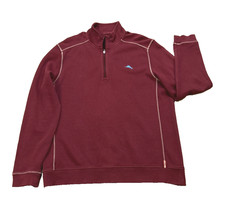Tommy Bahama Relax 1/4 Zip Large Men's Long Sleeve Pullover Casual Burgundy Wine