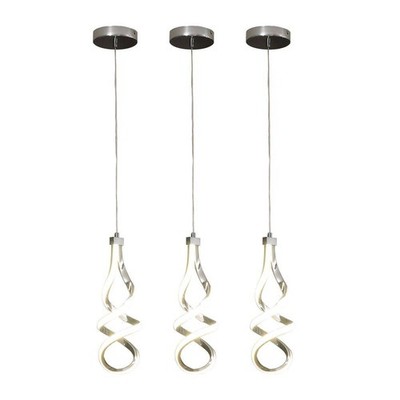 3-Piece 14W Modern Dimmable LED Silver Island Mini Pendant Light with PC Shade