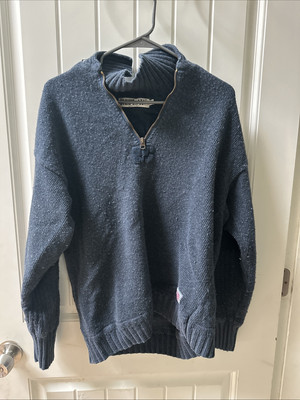 Replay Half Zip Sweater Mens S Blue Cotton /lambswool  Pullover Italy