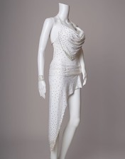 ballroom dance competition white dress latin/rhythm XS-S fully AB stoned
