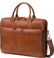 Leather Briefcase Bag for Men Leather Laptop Bags for Men and Women Travel Messe
