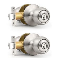 Probrico 2 Pack Keyed Alike Locks for Exterior and Interior Doors Brushed Ni...