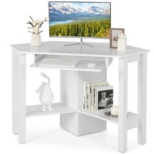Corner Desk, Corner Computer Desk, Wood Compact Home Office Desk, Laptop PC T...