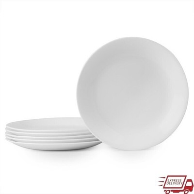 Set of 6 Durable Salad Plates Microwave Dishwasher Safe Stackable Tableware New