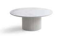 Couchtisch Modern Weiß Rund Marmor Optik Wohnzimmertisch Luxus Edel