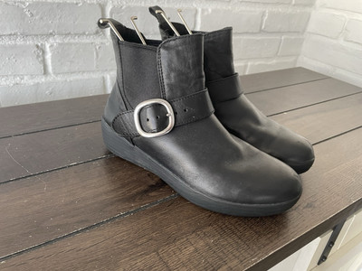 FitFlop Women's Dash Leather Black Pull On Women Comfort Boots Sz 6