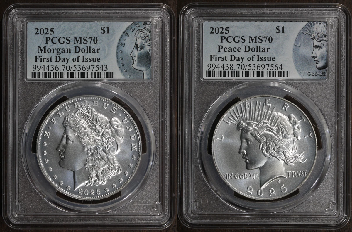 Uncirculated Silver MS 70 Graded Morgan US Dollars (1878-1921) for