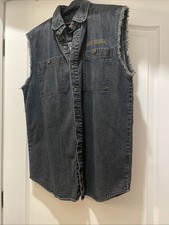 Harley-Davidson Biker Vintage Denim Blue Jean Vest Men  s Medium
