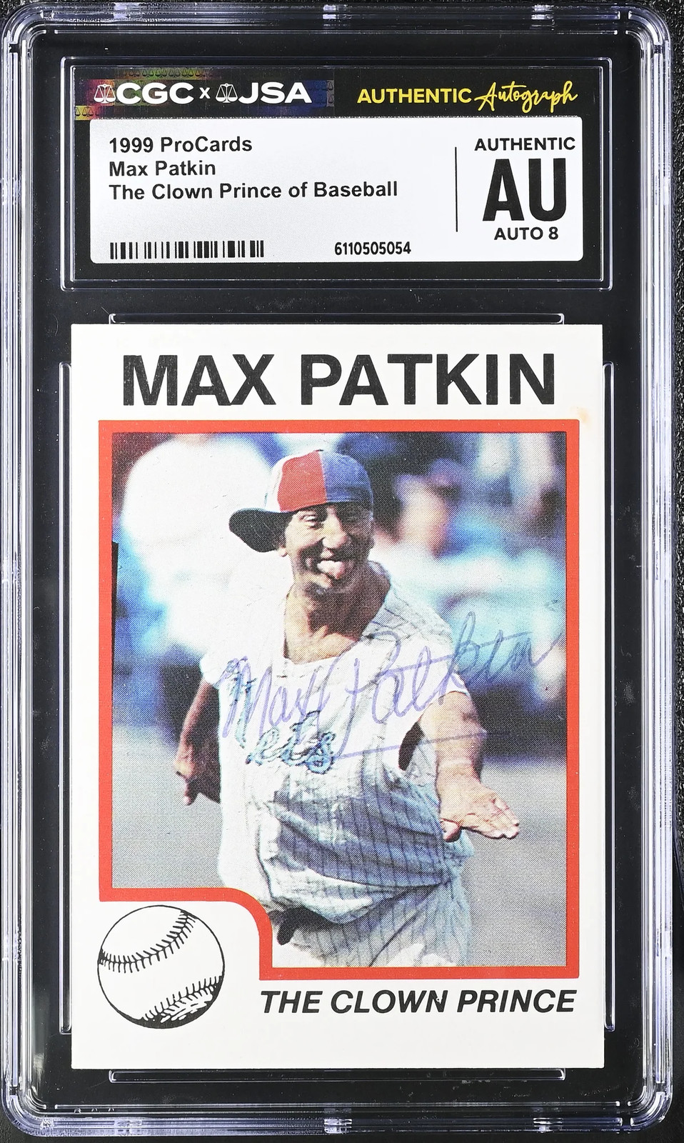1999 Procards Max Patkin Clown Prince of Baseball Auto Autograph CGC Authentic