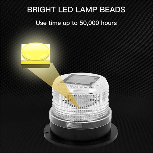 Solar Strobe Warning Light, Safety Flashing with Strong Magnetic Base Yellow - Picture 3 of 8