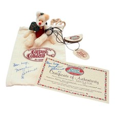 Ganz Cottage Collectibles Miniature Mistletoe Teddy Bear 3.25  RARE SIGNED