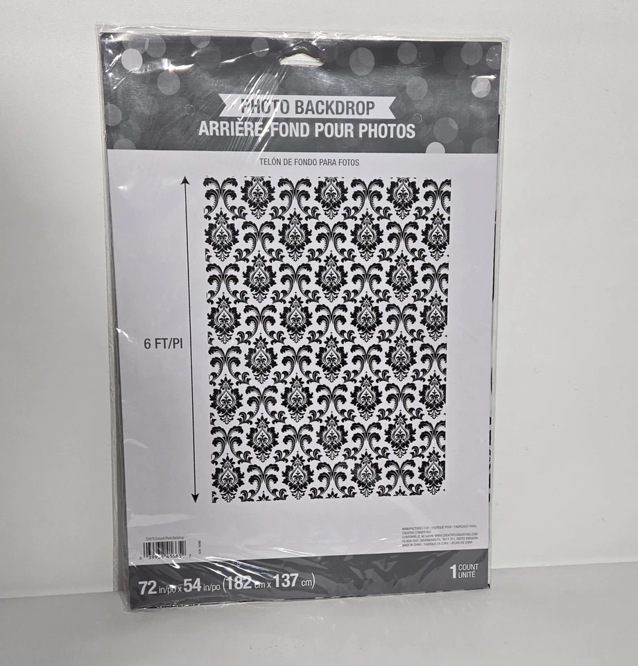 NEW! Creative Converting Plastic Photo Backdrop 6'FT x 4.50'FT DAMASK 324570 - Image 2 of 4