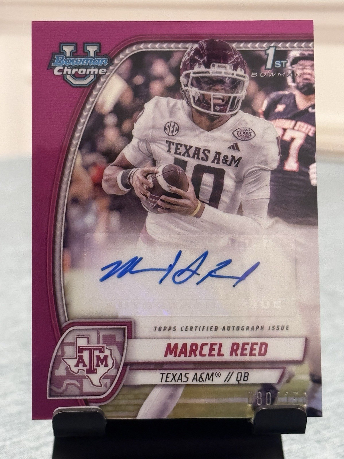 2024 Bowman U Chrome Prospect Fuchsia Refractor /150 Marcel Reed #PA-MR Auto