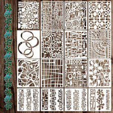 15 Pcs Geometric Stencils, Reusable Abstract Texture Stencils for Painting and M
