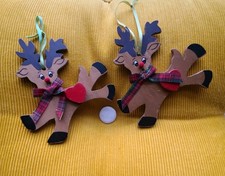 Vintage Ornaments Kurt Adler Santas World 2 Rudolph the Red Nose Reindeer 1987