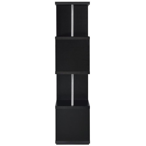 Coaster 4-Shelf Contemporary Wood Geometric Snaking Bookcase in Black ...