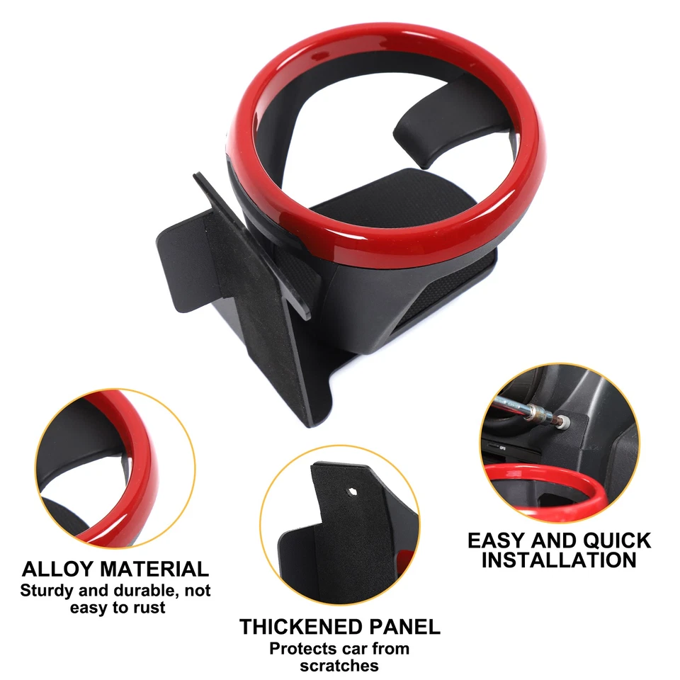 Anillo rojo de acero al carbono con soporte de taza lateral derecho con ventilación de aire central para Hummer H2 03-07 Foto 4 de 4