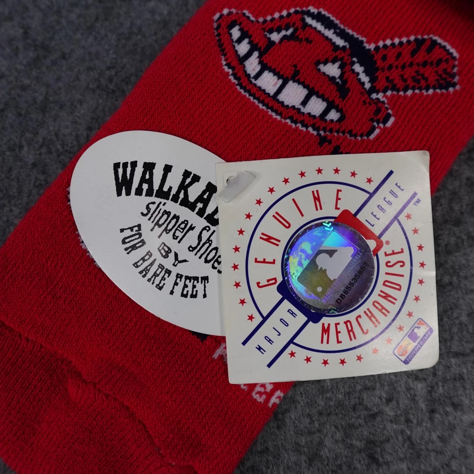 Винтажные мужские носки Cleveland Indians размер 9–11 красные бейсбольные тапочки MLB 90-е - Изображение 4 из 4