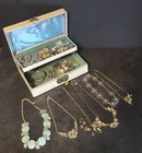 Vintage Retro Classy Costume Jewelry Box Lot ~ Cameos ~ Clip On ~ Chokers ~Sets