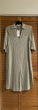 SALE!!!!!ZARA WOMENS LINEN SHIRT MIDI DRESS Runs Big Light Khaki/8372/070 Sz S/L