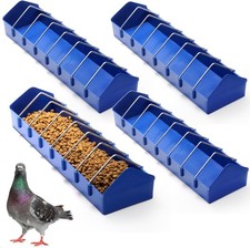 4 Pack Large Pigeon Feeder, 8 Slot Poultry Feeder Bowl Thick Chicken Feeding ...