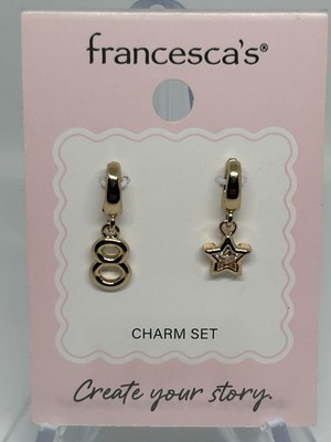 francesca's Charm Set Dangling Number 8 & Star Gold Nickel Cadmium Free