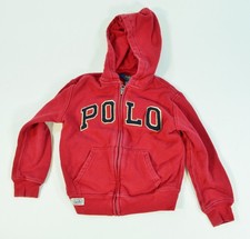 Polo Ralph Lauren Kids Size 5 Red Full Zip Hoodie Hooded Sweatshirt