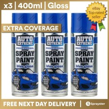 3x Blue Gloss Spray Paint 400ml