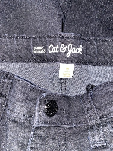 Boy's Cat & Jack Adjustable Waist Skinny Jeans Stretch Black Pants Size 10 - Picture 3 of 4