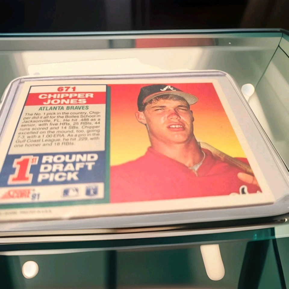 1991 Score Baseball Card #671 Chipper Jones RC Rookie 1st Round Draft Pick NM - Image 2 of 2