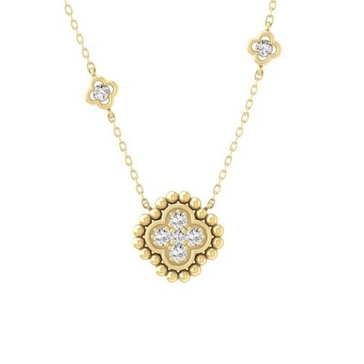 10K Yellow Gold Round Lab Grown Diamond Fashion Pendant 18'' Silver Cable Chain