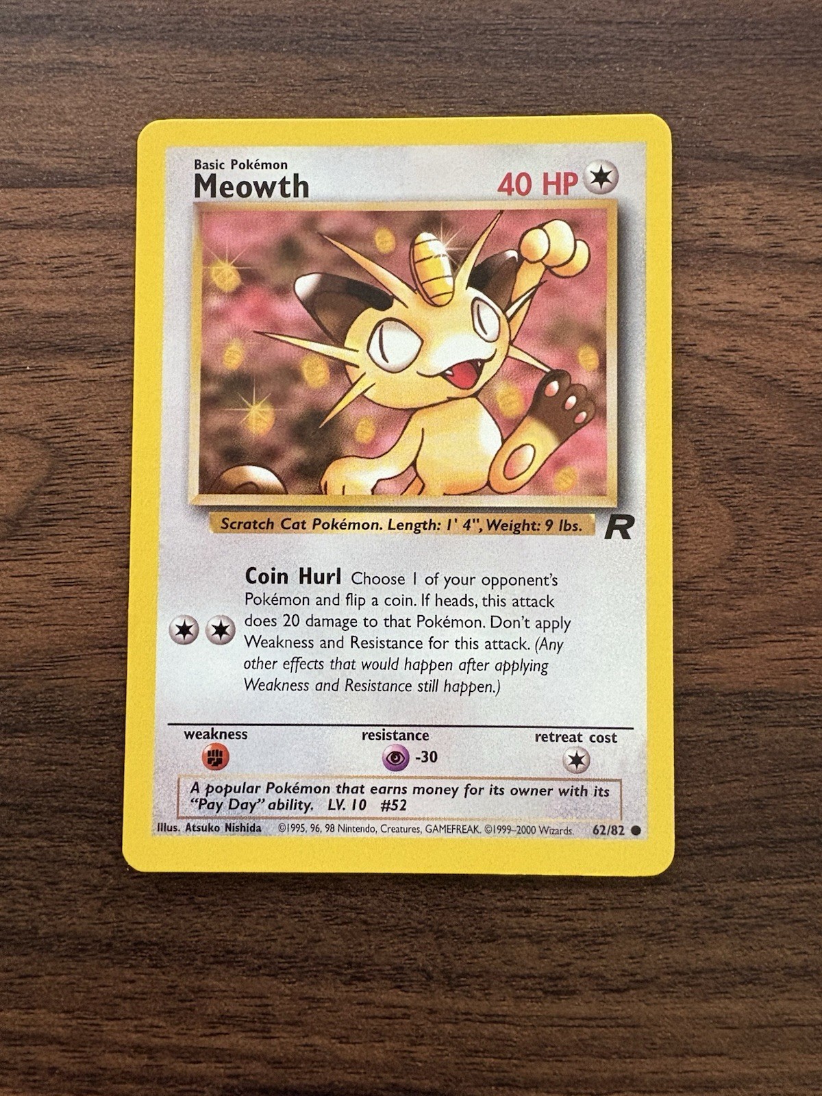 Pokemon Team Rocket Meowth #62/82 Common NM