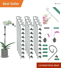 12 Pack Garden Support Stakes with Clips, 16 Inch Steel Plant Cages