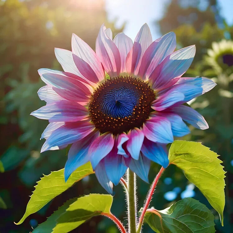 50pcs Twin-Blossom Blue Over Pink Sunflower Seeds – Rare Two