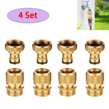 4 Set 3/4" Garden Hose Quick Connect Water Hose Fit Brass Female Male Connector