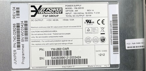 Routeur Internet Juniper MX5 CHAS-MX5-T-S-E + MIC-3D-20GE-SFP 2xPSU - Photo 5/5
