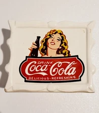 VINTAGE COCA COLA CERAMIC NAPKIN HOLDER--VERY GOOD CONDITION 3 1/2" X 3"