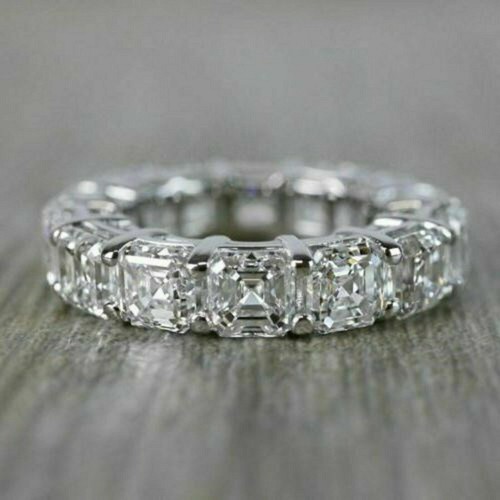 Anniversary Ring 6.50Ct Simulated Diamond Wedding Band 14k White Gold Size 7.5 - Picture 2 of 3