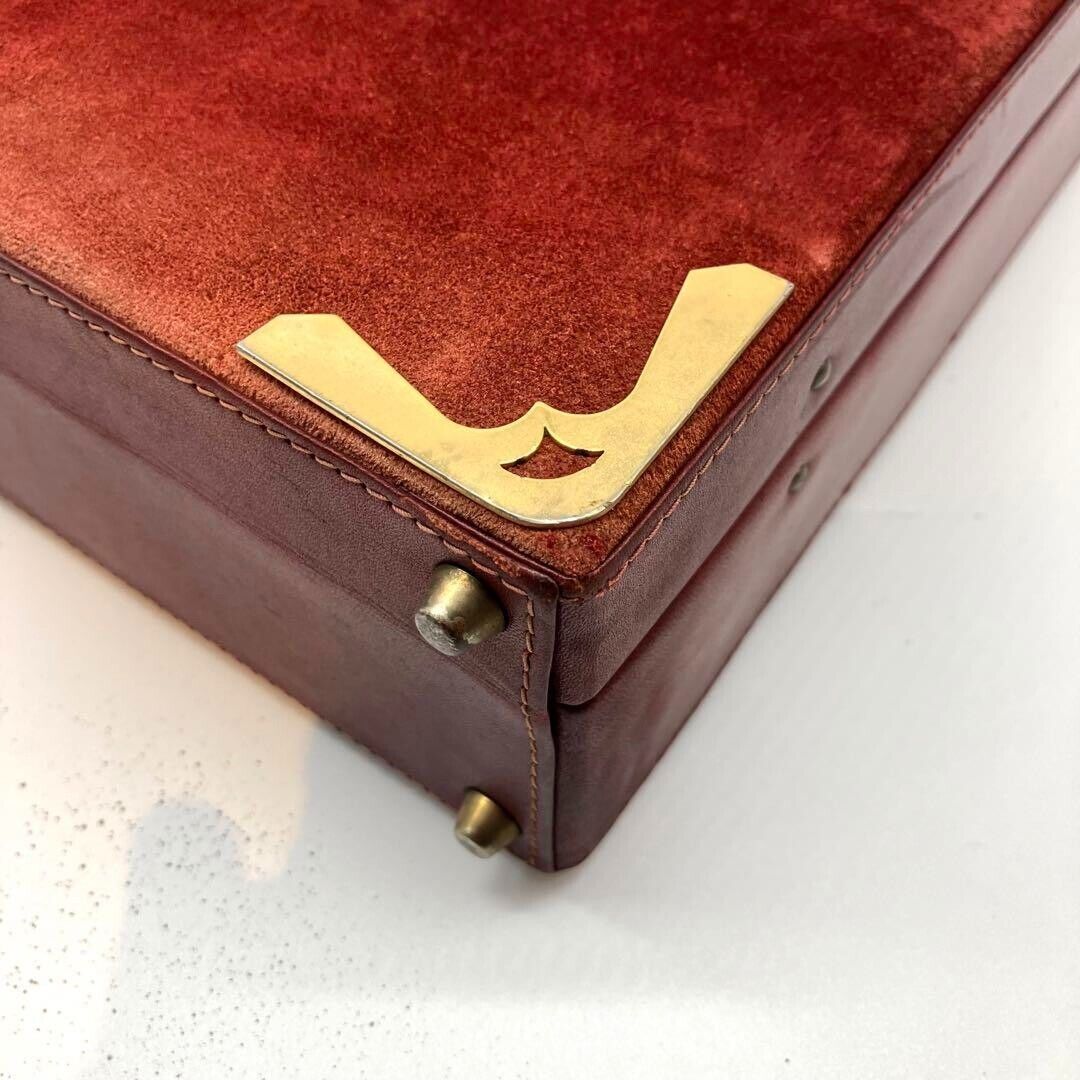 Cartier Must Line Bordeaux Suede Leather Attache Case Briefcase Trunk ...
