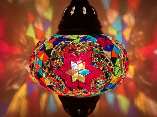 Lámpara de mosaico L Lámpara oriental Estrella de colores Lámpara de mosaico Luces de Samarcanda - Imagen 2 de 6