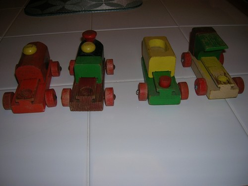 ANTIQUE The American Teach N Fun TOY CARS WOODEN BLOCKS 1940'S - Picture 3 of 9