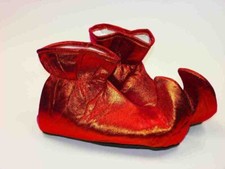 Satin Elf Shoes Red Shiny Christmas Jester One Size Fits Most Adult