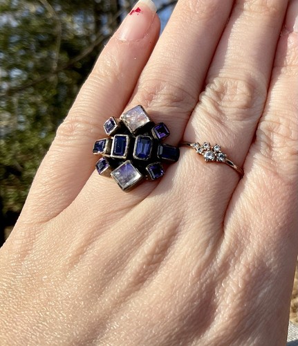 NICKY BUTLER CITRINE AMETHYST PURPLE Moonstone GEMSTONE CLUSTER RING SZ 6 - Picture 3 of 4